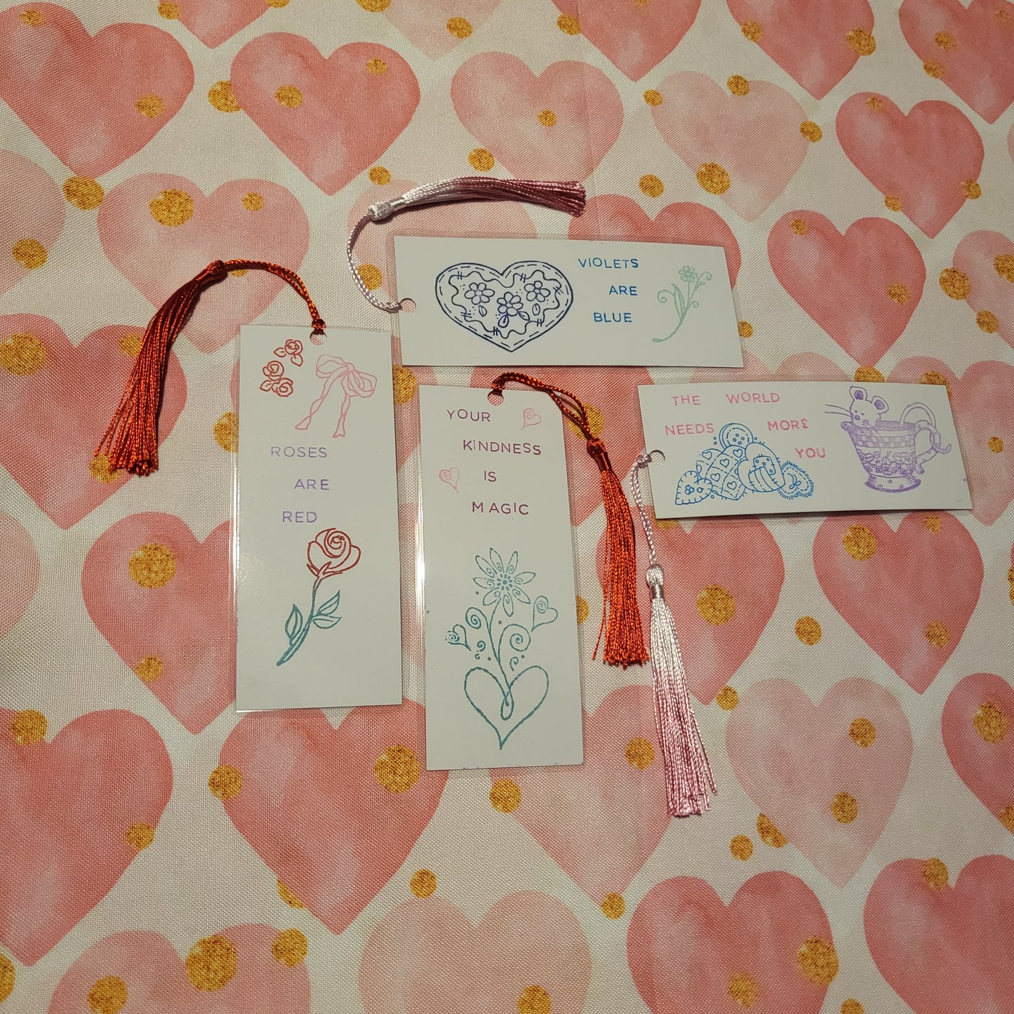 Handstamped Bookmark 4-pack