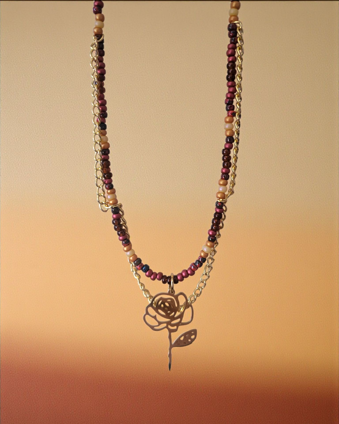 Gold rose necklace