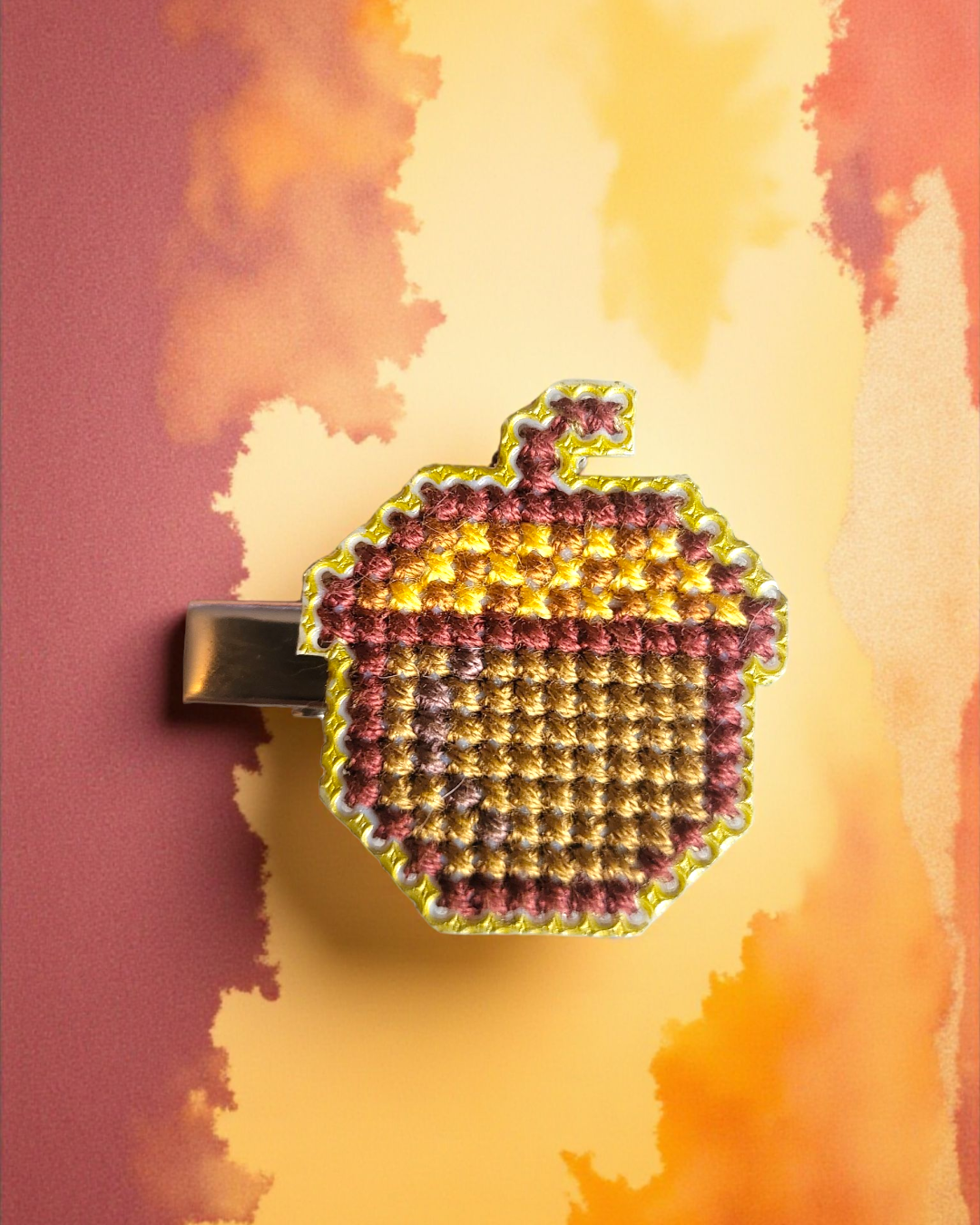 Hand stitched acorn hair clip