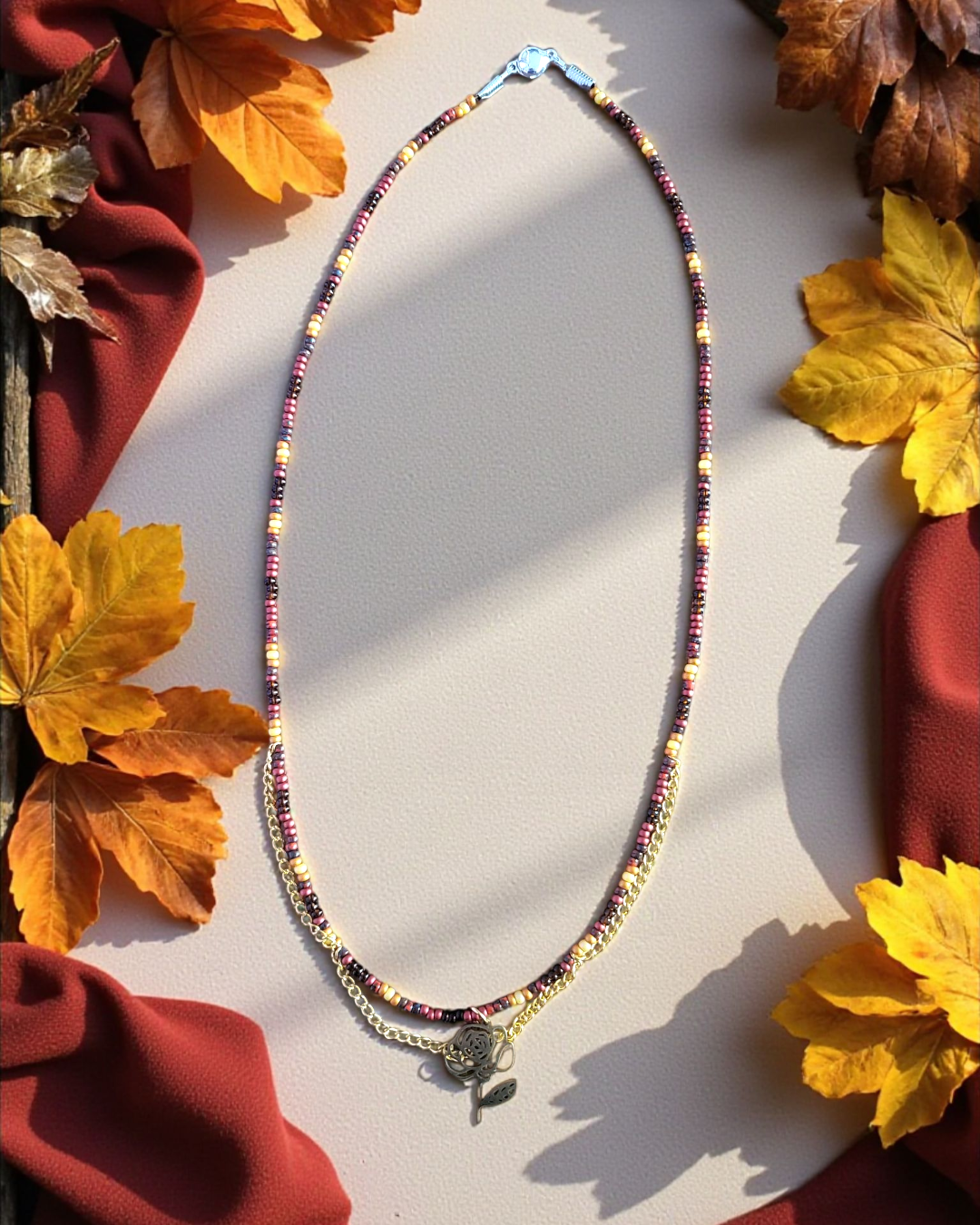 Gold rose necklace